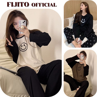 Bộ ngủ nữ pijama hình măt cười dáng rộng đồ mặc nhà nữ hàng Quảng Châu cao cấp FIJITO