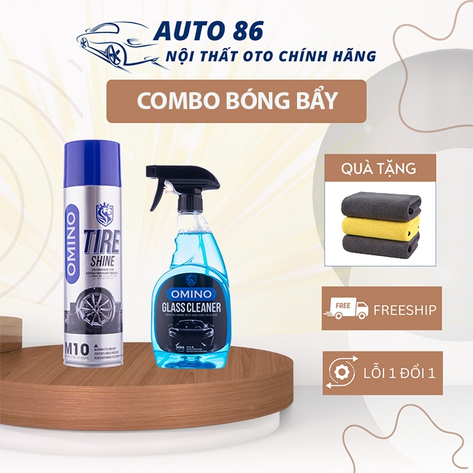 Combo Bóng Bẩy Omino Nước Rửa Kính M86 500ml & Xịt Bóng Lốp M10 500ml - Chính Hãng Omino Vietnam