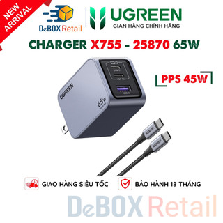 Bộ sạc nhanh nexodegan pro 65w ugreen x755 - 25870 | sạc nhanh đồng thời 3 cổng | samsung pps 45w pd 65w - chính hãng
