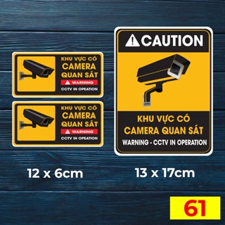  Miếng dán decal khu vực có camera quan sát đang hoạt động security CCTV in Operation cảnh báo an ninh - Mã: 61 