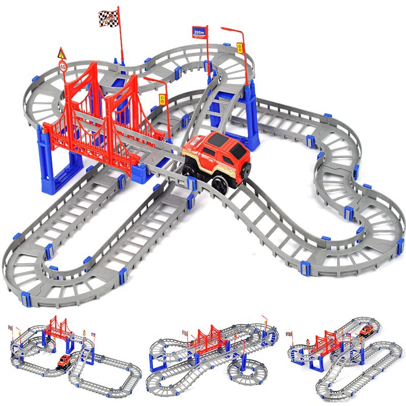 Đồ chơi Bộ lắp ráp đường đua ô tô 90chi tiết - đường ray ô tô đua -dc2497