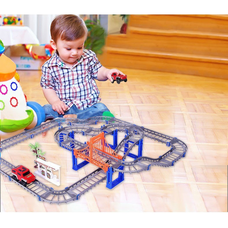 Đồ chơi Bộ lắp ráp đường đua ô tô 90chi tiết - đường ray ô tô đua -dc2497