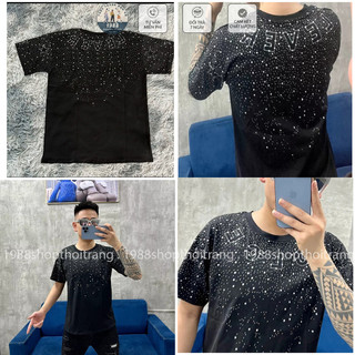 Áo thun đôn chề kim tuyến, áo phông cotton nam nữ form rộng tt366