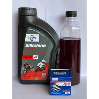 1,4 Lít Nhớt FUCHS SILKOLENSE 5W40 + Lọc Suzuki Raider, Satria, GSX, ...