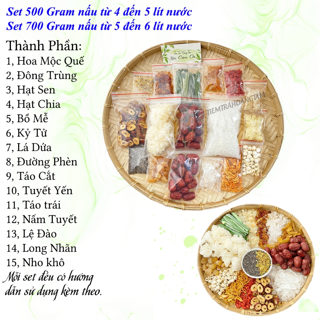 Chè dưỡng nhan 15 vị - Combo 2 set - Nguyên liệu cao cấp, đầy đủ 15 vị