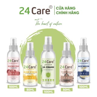 Xịt Phòng Tinh Dầu Hữu Cơ Organic 24Care 100ml Kháng khuẩn - Khử mùi hôi - Đuổi côn trùng