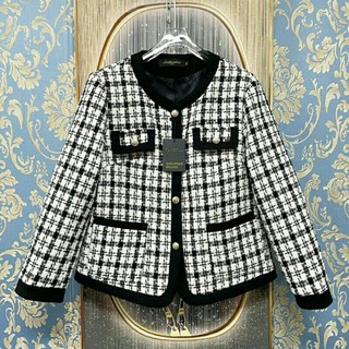 Áo khoác Quý Tộc dạ Tweed cổ trụ cúc kim loại cao cấp