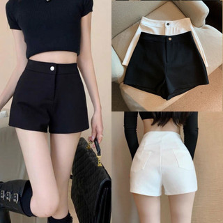 Quần sooc nữ cạp cao chất umi co dãn 4 chiều- Quần đùi cạp khoá cao cấp tôn dáng