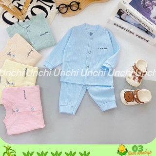 Bộ Dài Tay Cho Bé TIỆM BÉ BẮP Có Nút Chất Liệu Tăm Tre Mềm Mại Thoáng Mát Từ 3,5-18 Kg - TBB39