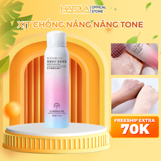 Xịt chống nắng trắng da Maycreate xịt body nâng tone đi biển kháng nước 150ml Hatola