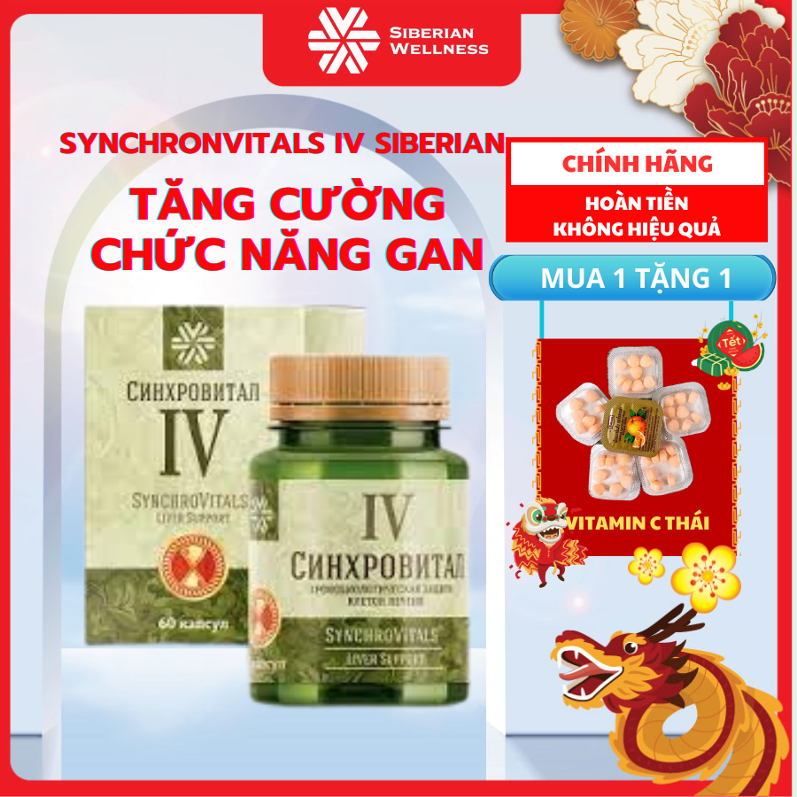 Giải độc gan bảo vệ và tăng cường chức năng gan khỏe mạnh, thực phẩm Siberian Health Synchrovitals IV - Hộp 60 viên