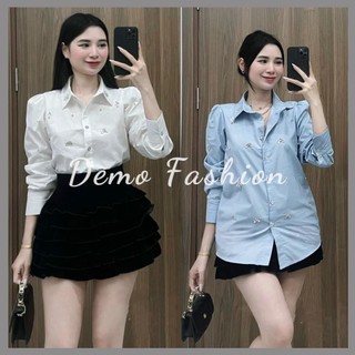 Áo sơ mi siêu xinh dáng tay bồng áo đính đá nổi sanh chảnh freesize
