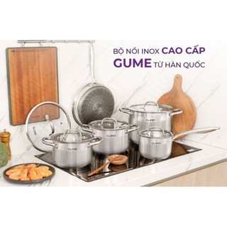 Bộ nồi inox cao cấp 5 món Gume - đáy 5 lớp - bảo hành 5 năm