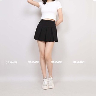 Chân váy xếp ly - Quần váy màu đen trơn chất vải umi cao cấp chống nhăn CP36, CT JEANS