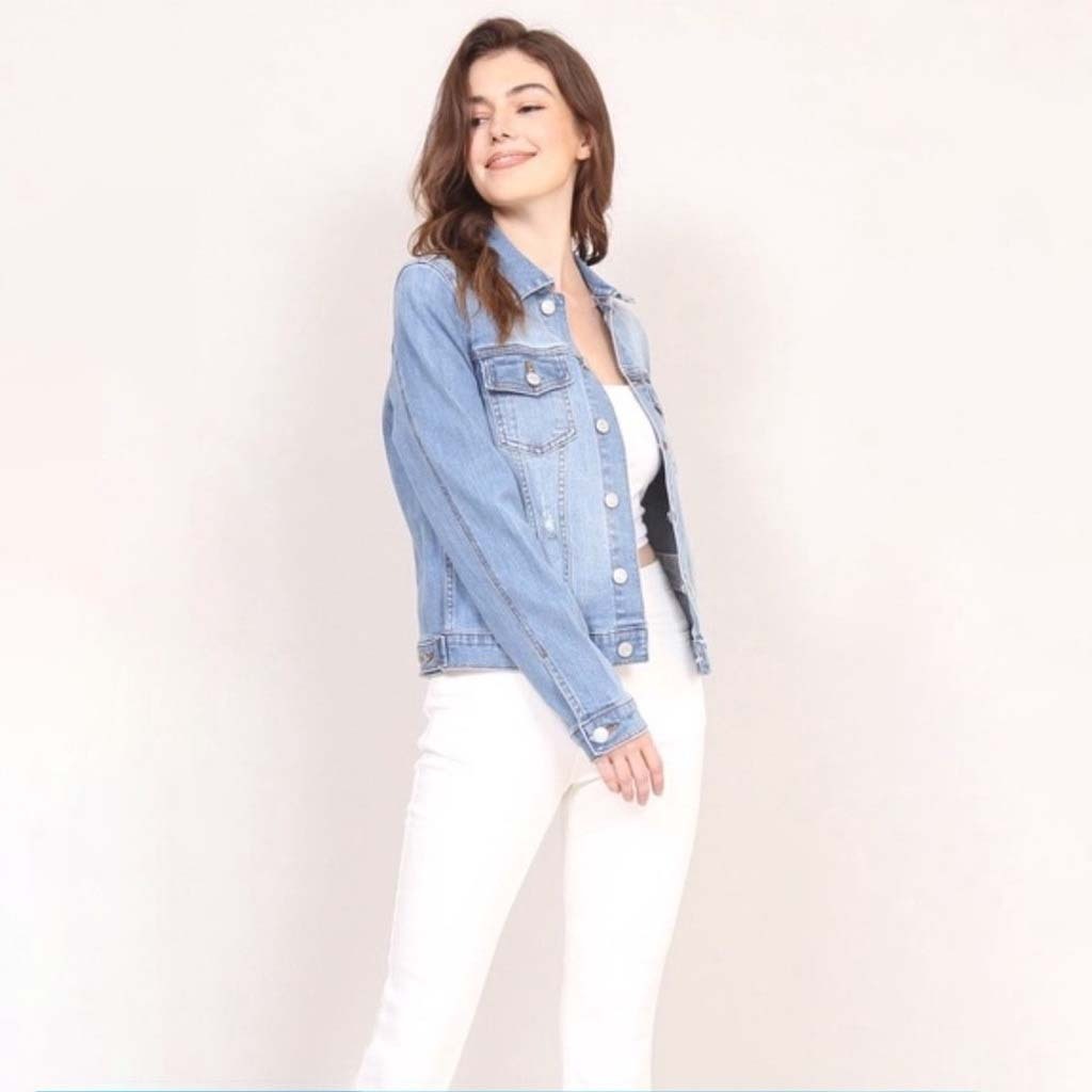 Áo khoác jean denim jacket trơn chất vải dày dặn co giãn 4 chiều CS28, CT JEANS