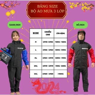  Áo Mưa Bộ 3  Lớp Chống Thấm Nước Kiêm Áo Gió Rét Đi Phượt Xe Máy Thời Trang Tiện Lợi 