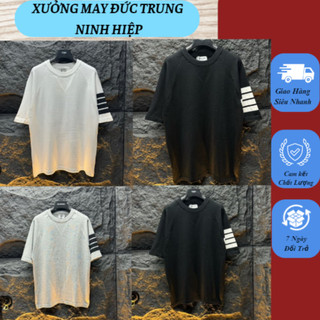 Áo Phông Thời Trang Hai Màu Tay Lỡ Họa Tiết Sọc Kẻ Tay Siêu Đẹp