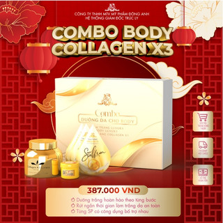 Combo Kem Body - Kích Trắng - Tắm Trắng Collagen X3 Đông Anh Chính Hãng Dưỡng Trắng Dưỡng Ẩm Mềm Mịn Da