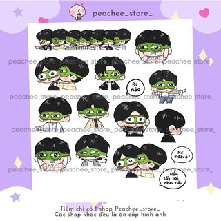 Sticker Run BTS Telepathy bịt mắt con ếch chibi khổ A5 hình dán trang trí