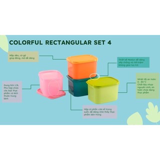 Bộ hộp bảo quản thực phẩm Colorful Rectangular