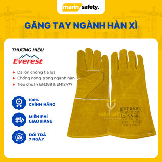 Găng tay hàn Everest EW14 Bao tay hàn da lộn, chống cháy, chịu nhiệt/tia lửa văng bắn, lớp lót chống hầm bí