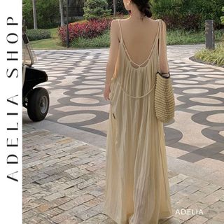 「ADELIA」Đầm 2 Dây Maxi Dáng Dài Khoét Lưng Hàng 2 Lớp Chất Voan Bay Nhẹ Nhàng Hàng Quảng Châu DH425