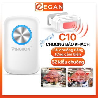 Chuông báo khách hồng ngoại rời PINGRON C10 - 52 kiểu chuông, kết nối chuông riêng và tích hợp hồng ngoại không dây