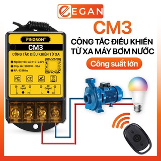 Công tắc điều khiển từ xa máy bơm nước 220V tắt mở điện PINGRON CM3 - Công suất lớn, 3000W, 100M, phù hợp nhiều thiết bị