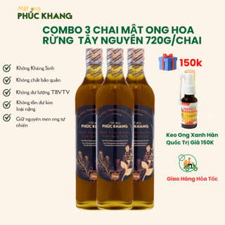Mật ong rừng tây nguyên phúc khang combo 3 chai 720g/chai