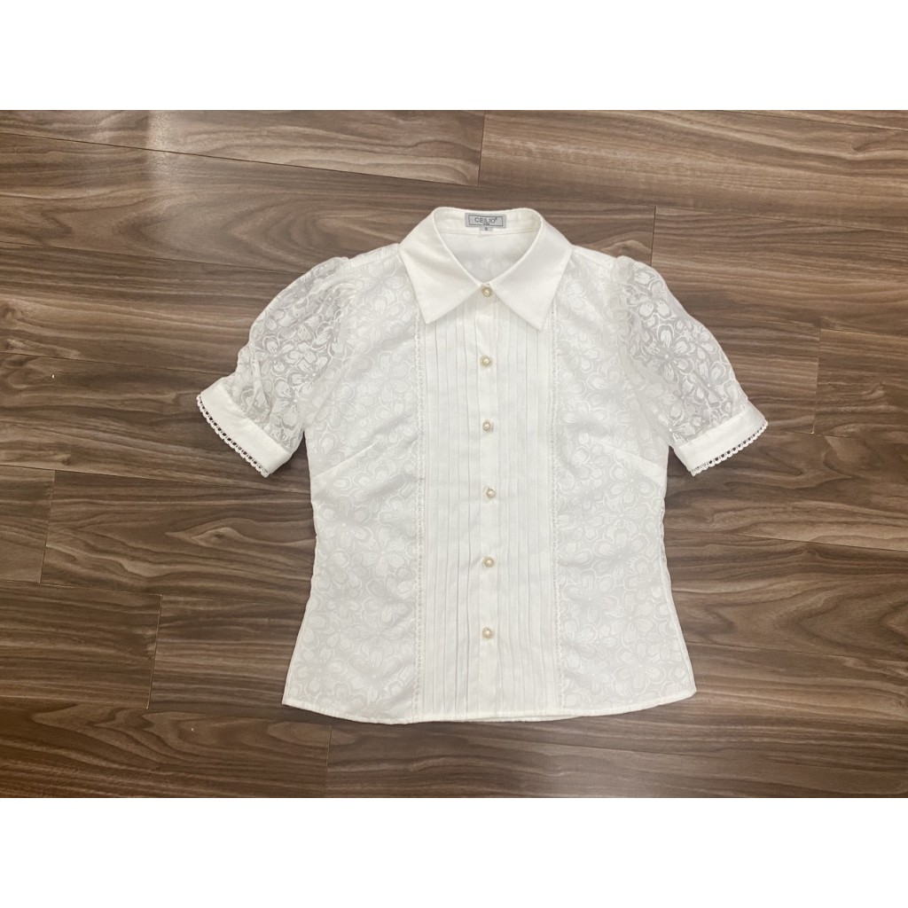 Sơ Mi Thiết Kế CEILIO -- SM191 CH Trắng CT xếp li dọc nẹp