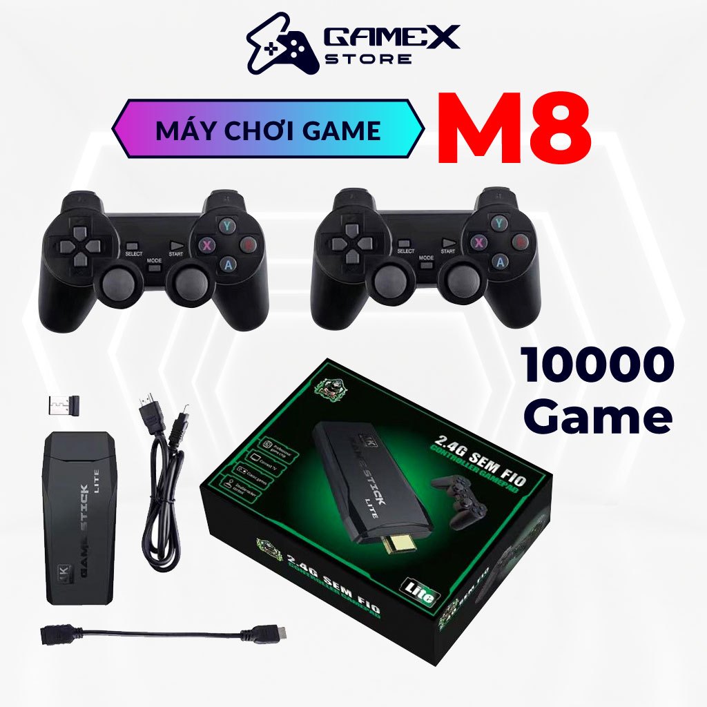 Máy chơi game cầm tay Stick V2 Pro M8 64GB, kết nối không dây,  trải nghiệm hơn 10000 game, kết nối tivi máy tính HDMI
