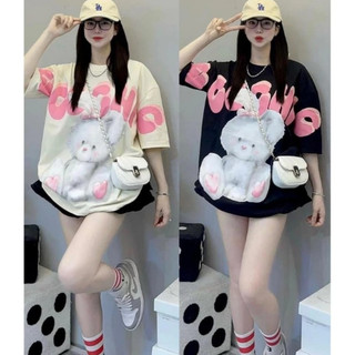 Áo thun nữ tay lỡ chất cotton su  in hình THỎ TRẮNG  phong cách Hàn Quốc CAMASTORE M1351