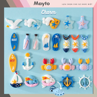 Sticker, Charm 3D chủ đề đại dương thủy thủ 2024 DIY Mayto gắn Dép Cross, Dép Sục, Cá Sấu JB-107