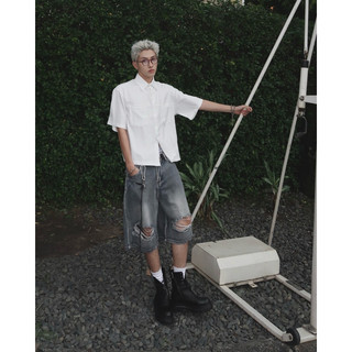 Quần short, quần đùi baggy jeans rách gối, chất jeans dày dặn Doubo.Studio