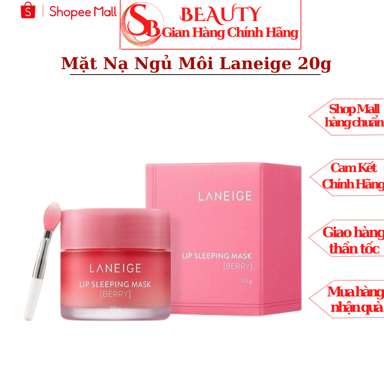 Mặt Nạ Ngủ Môi Laneige, Mặt Nạ Ngủ Môi Dưỡng Ẩm, Căng Bóng Mềm Mịn Hương Dâu Laneige Lip Sleeping Mask 3g, 20g