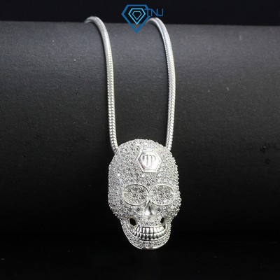 Dây chuyền bạc nam hình đầu lâu đính đá cá tính thời trang DCA0046 - Trang Sức TNJ