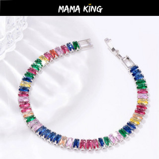 Vòng tay tennis lắc tay tennis hiphop đính đá 7 màu MAMA KING và nhẫn trơn