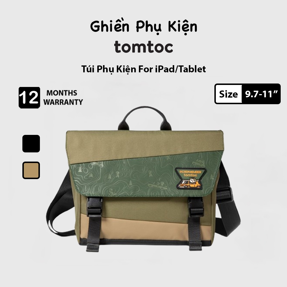 Túi Đeo Chéo Tomtoc USA T27 Slash Green Shoulder Bag Meteorite Dành Cho iPad/Tablet 11inch
