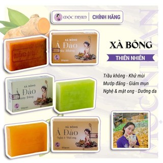 Xà Bông Nghệ - Mướp Đắng Ả Đào Chính Hãng handmade Mộc Nhan - 100% từ thiên nhiên - Tặng túi tạo bọt