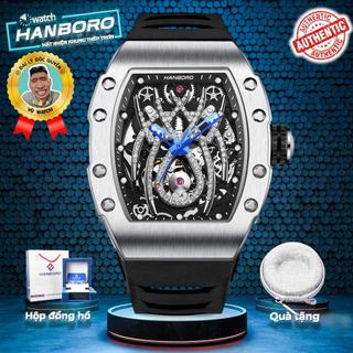 Đồng hồ cơ hanboro nhện thép trơn chính hãng 922-1 tặng 1 lần thay kính miễn phí + bóp đựng đồng hồ