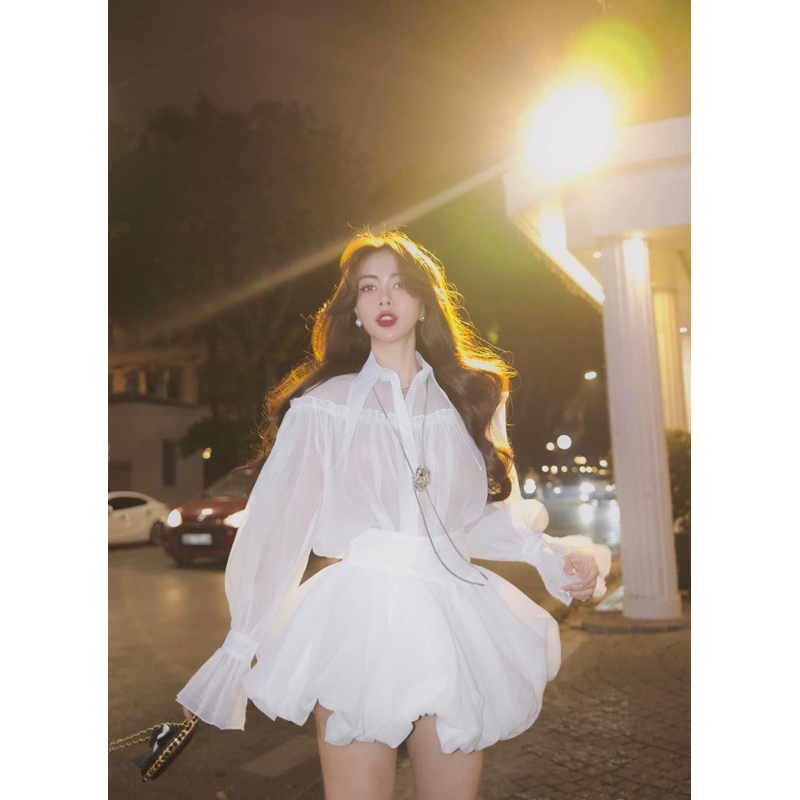 Set sơ mi chân váy bồng bềnh chuẩn 𝐀𝐒𝐇𝐘𝐋𝐄𝐘