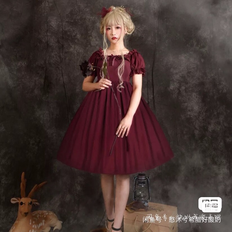 Váy OP đỏ phong cách lolita hãng Mitsuba (hàng sẵn)