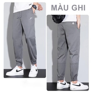 Quần Dài Nam,Quần Jogger Nam Vải Kaki Cotton Đục Lỗ,Gấu Bo Chun Dáng Slimfit Trẻ Trung