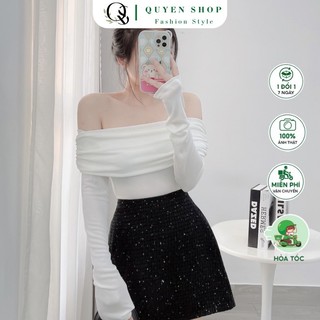Áo Trễ Vai Nhún Thun Nhũ Mát QS QUYEN SHOP