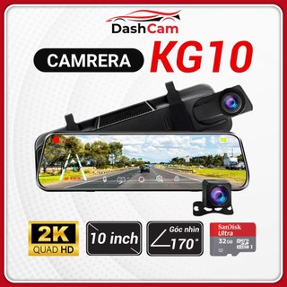 Camera hành trình ô tô KG10 màn hình cảm ứng 10 inch quay 2k cực nét xem video qua wifi có GPS tích hợp camera lùi