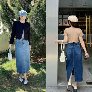 Chân váy jeans xẻ sau siêu hot Jeans Cutback Skirt Maxy Workshop