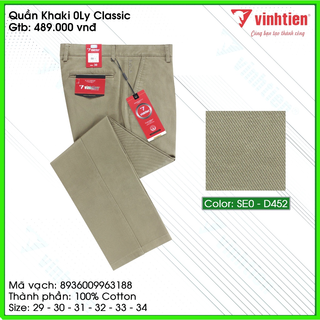 Quần kaki 0 ly Trung Niên Vĩnh Tiến 100% Cotton Cao Cấp 489