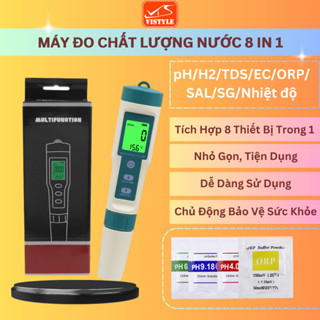  Máy đo chất lượng nước 8 trong 1 Bút thử nước đo TDS EC Độ Mặn Giàu Hydro pH Nước tiểu Độ chính xác cao - vistyle 