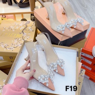 Guốc cao gót Mika nơ đính đá 7cm sang chảnh - Giày cao gót nữ hottrend