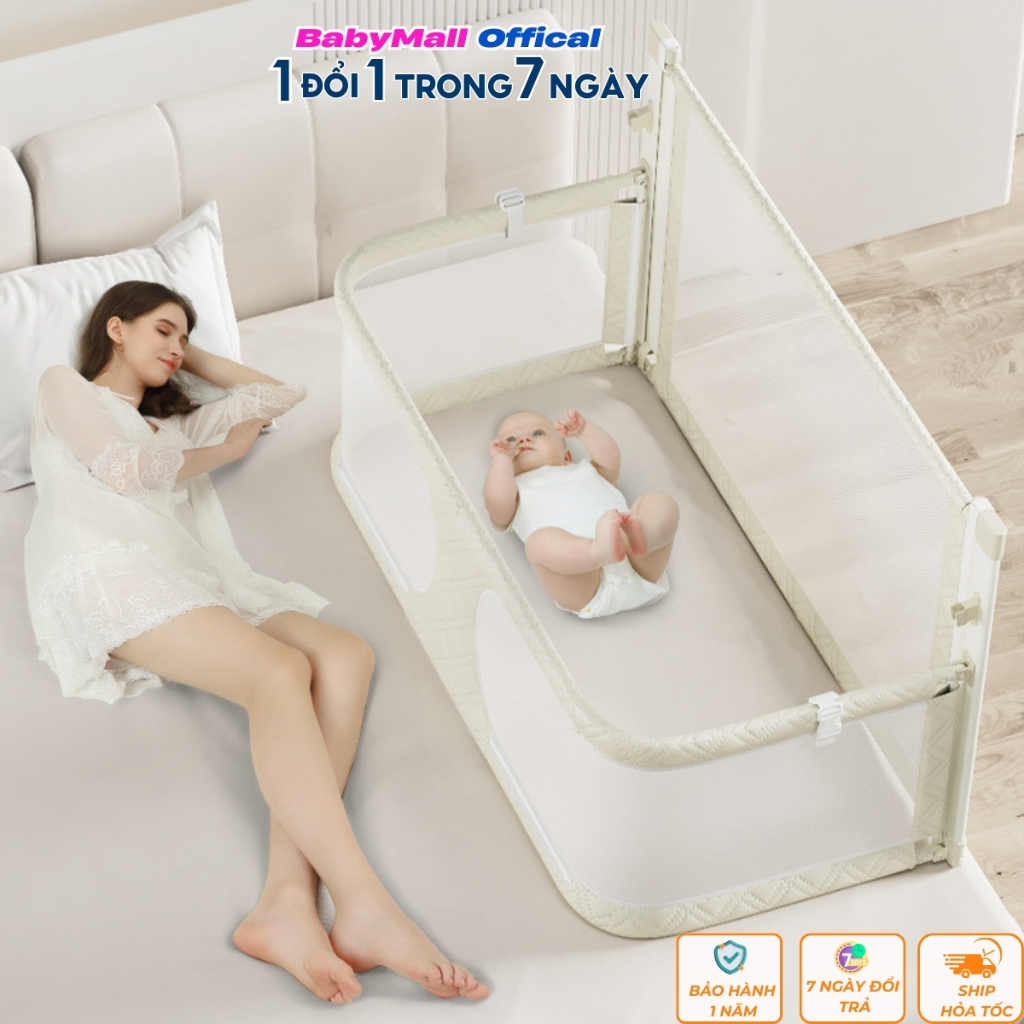 Nôi ngủ chung giường, Bộ Quây Cũi Trẻ Em đặt trên giường đa năng, tiết kiệm không gian diện tích phòng ngủ - BabyMall